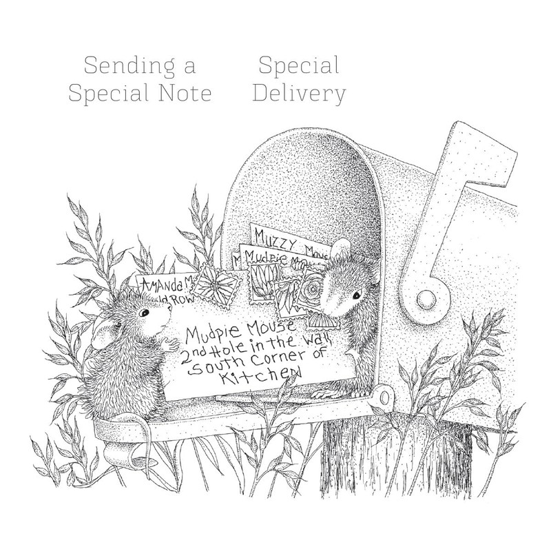Spellbinders Mouse Mail Rubber Stamp Set, Grey