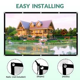 TOWOND Projector Screen 120 inch, Wrinkle-Free and Foldable Projection Screen 16:9 HD 4K Portable Movies Screen for Home Theater Outdoor Indoor Support Double Sided Projection