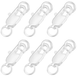 Beebeecraft 1 Box 20Pcs Lobster Claw Clasps 925 Sterling Silver Plated Brass Jewelry Lobster Clasp with Jump Ring for Bracelets Necklace Jewellery Making (12x6x2.5mm)
