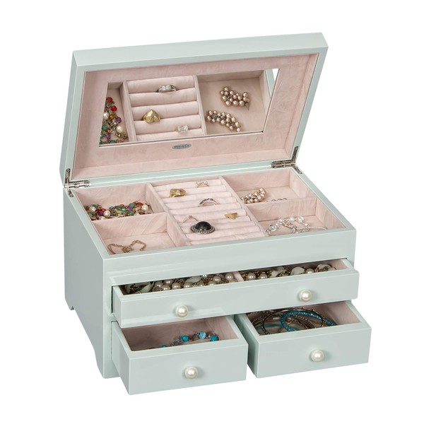 Mele & Co. Bianca Wooden Jewelry Box in Seafoam Finish