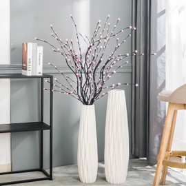 White Tall Floor Vase, 24" Ceramic Large Vase, Decorative Flower Vases for Modern Home Decor Living Room Office Bedroom Kitchen Wedding Centerpieces Farmhouse Décor