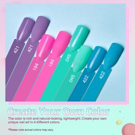 AZUREBEAUTY 12 Pcs Dip Powder Nail Kit Starter, Spring Summer Bright Pastel Green Hot Pink Purple 4 Colors Dipping Powder Liquid Set with Base/Top Coat Activator for French Nail Art Manicure DIY Gift