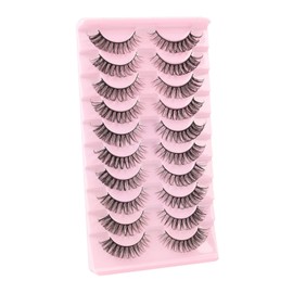 Glowing Win Russian False Eyelashes Natural Russian Strip Lashes Cat Eye Lashes 10 Pairs 3D Artificial Eyelashes Reusable D Curly Lashes Cat Eyelashes False Eyelashes Handmade Fake Eyelashes