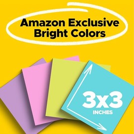 Post-it - Notas súper adhesivas, 3 x 3 pulgadas, 24 almohadillas para orejas por paquete, 70 hojas/bloque, colección exclusiva de colores brillantes, salpicaduras de agua, lima ácida, rosa tropical e