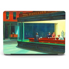 Berkin Arts Compatible with MacBook Air 13 inch Cover, 2022-2018 Release A1932 with Touch ID with Keyboard Cover & Screen Protector American Scene Painting (Nighthawks by Hopper)