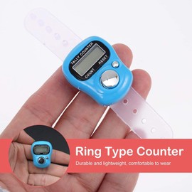 Knit Row Counter, Finger Digital Counter, LCD Display Digital Finger Tally Counter clicker, Electronic Stitch Counter for Knitting, Crochet Row Counter Ring, Stitch Markers for Crocheting (Green)