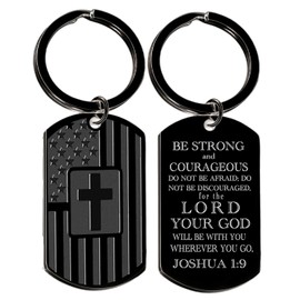 LLAFY Bible Verse Keychain Easter Graduation Gifts for Brother American Flag Inspirational Gifts for Son Religious Gift for Men