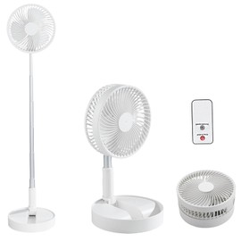 BESTBOMG Standventilator Leise Ventilator mit Fernbedienung, Tragbarer Faltbarer Teleskopventilator, 7200 mAh Vierstufig Regelbarer Tischventilator