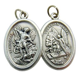 bomap Catholic St Michael Medals Bulk Lot Set of 10 Metal Saint Pendants from Italy, Metal, No Gemstone