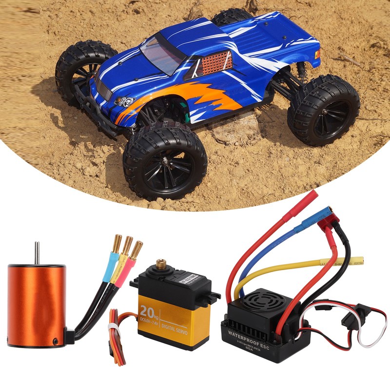 3650 3900KV Brushless Motor 60A ESC 20kg Steering Gear Set