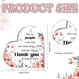 GOMAKERER Appreciation Gifts for Women, Thank You Gifts for Women Grateful Gifts Acrylic Heart Keepsake for Female Teacher Colleague on Christmas Thanksgiving Day Birthday