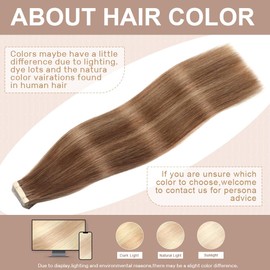 Tape in Hair Extensions Human Hair Chocolate Brown to Caramel Blonde 22 Inch 20Pcs Tape in Hair Extensions Tape Ins for Women Straight Invisible Seamless Remy Tape in Hair Extensions Human Hair