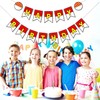 Cartoon Red White Yellow Happy Birthday Party Banner, Ultra-Thick Premium