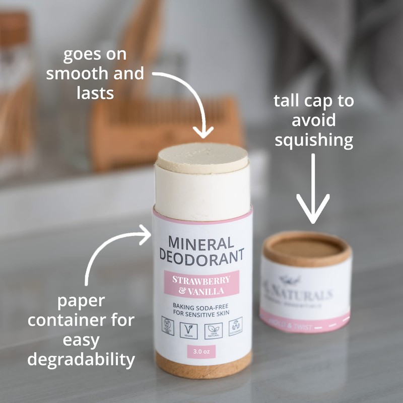 J&L Naturals Mineral Deodorant | Baking Soda-Free, 100% Natural, Sustainable