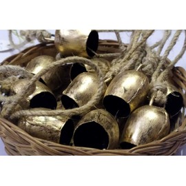 Vintage Rustic 1inch Small Tin Cow Jingle Bell Christmas Tree Crafts Decoration Oval Shape Bells LOT of 10