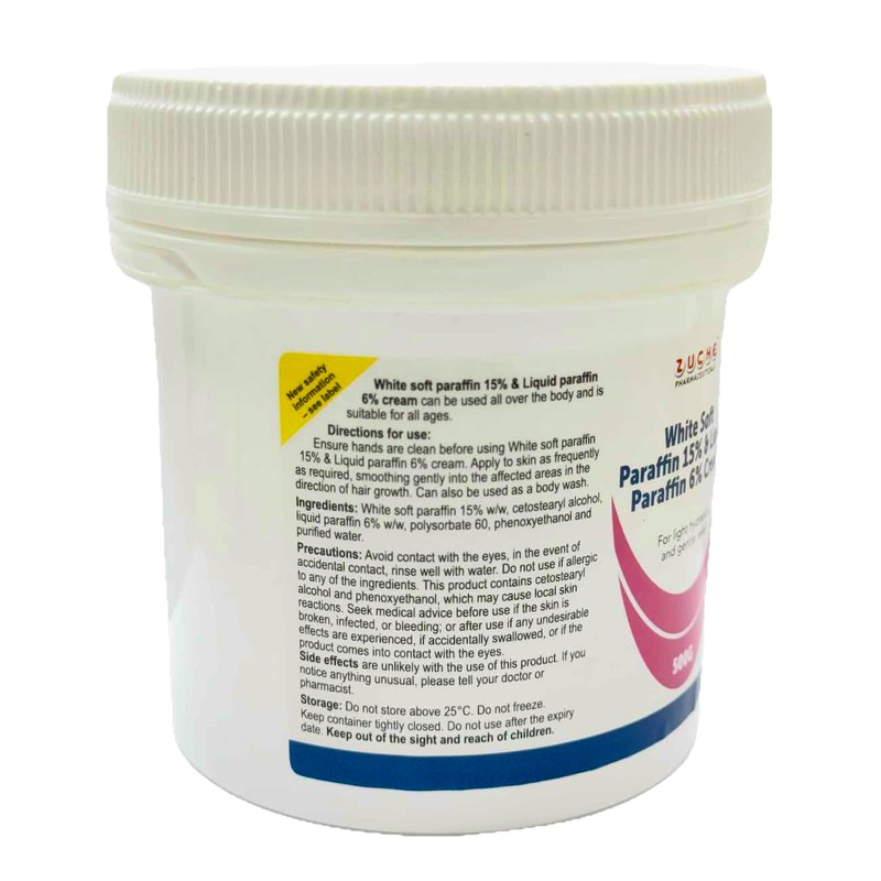 White Soft Paraffin 15% & Liquid Paraffin 6% Cream 500