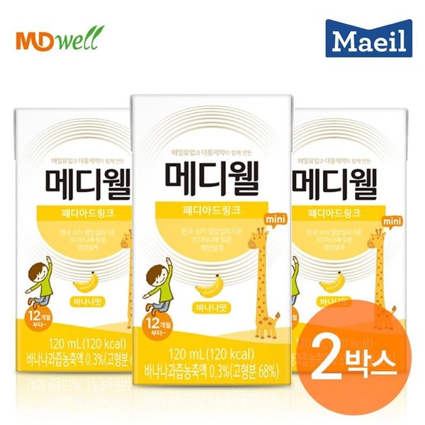 Mediwell Pedi Drink Mini Banana Flavor 2 boxes (120ml x 48 packs), single option / 메디웰 페디아드링크 미니 바나나맛 2박스 (120ml x 48팩), 단일옵션