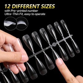 AIMEILI False Nail Tips 432PCS Pre-buff Nail Tips Full Cover Nail Tips for Soak Off Nail Extension, Acrylic False Press on Nails with Box for Nail Art Salon and Home DIY, 10 Sizes