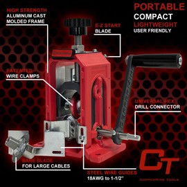 CopperMine Manual Drill-Powered Wire Stripper Machine – Heavy-Duty Copper & Cable Wire Stripping Tool for Scrap Wire Recycling – Easy to Use Drill Wire Stripper for Wires up to 1-1/2" Diameter