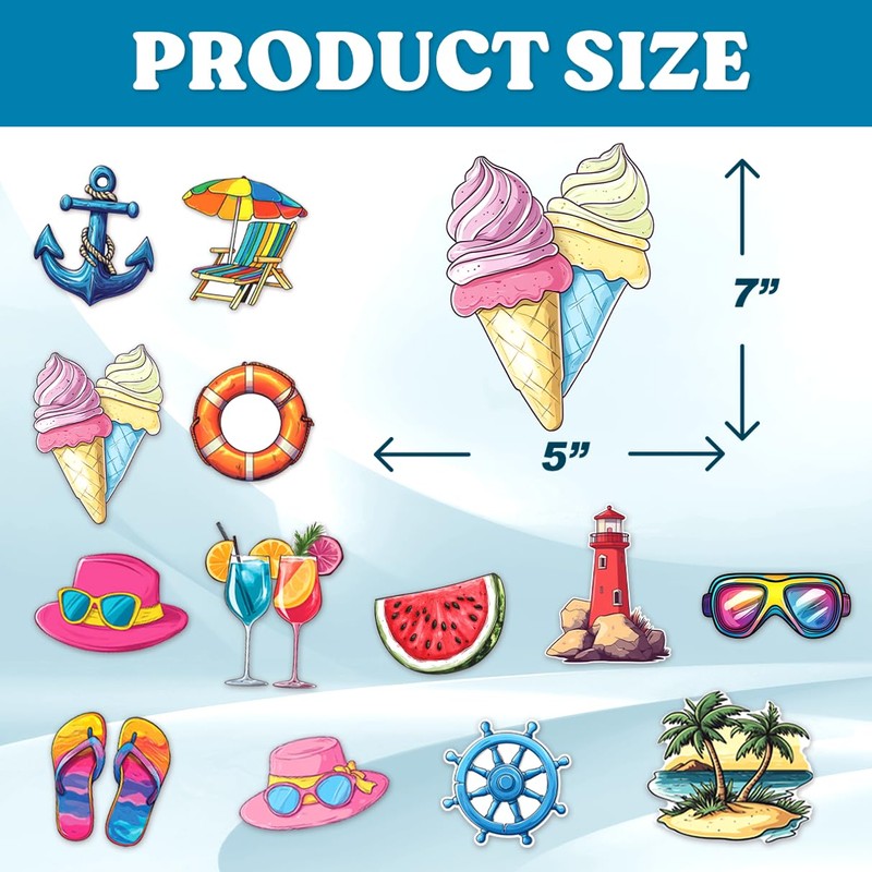 Tropical Summer Beach Vacation Stickers Pack 24Pcs Vinyl Waterproof for
