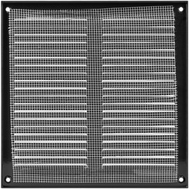 Vent Systems 200 x 200 mm Black Ventilation Grille - Grill with Mesh Screen - Galvanised Steel Vent Cover - Ceiling and Wall Ventilation Grille - Metal Air Grille for Indoor/Outdoor, Bathroom, Garage