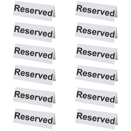 12 Flexible Plastic Reserved Table Signs - BarBits Tabletop Tent Type Sign Perfect for Restaurants, Bars, Cafe