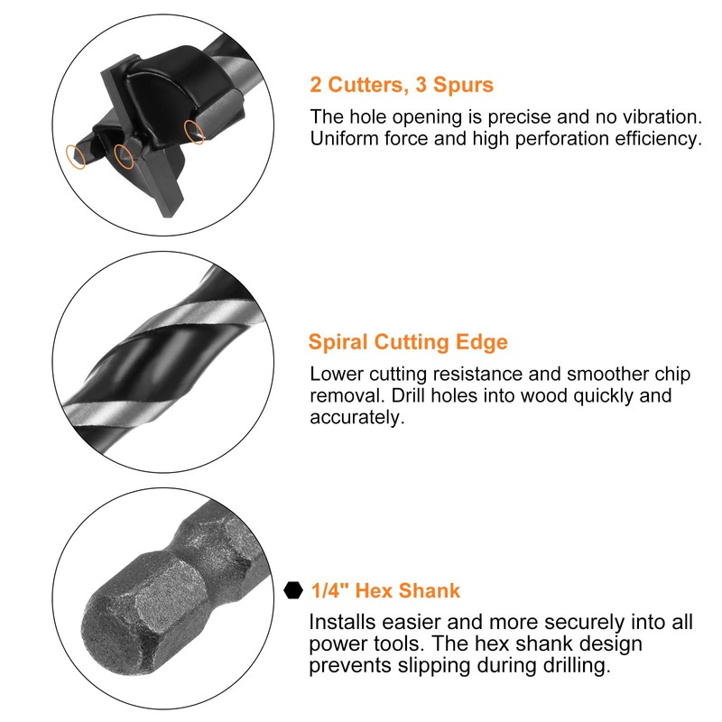 sourcing map Forstner Drill Bit 22mm (7/8") Dia 125mm (5")