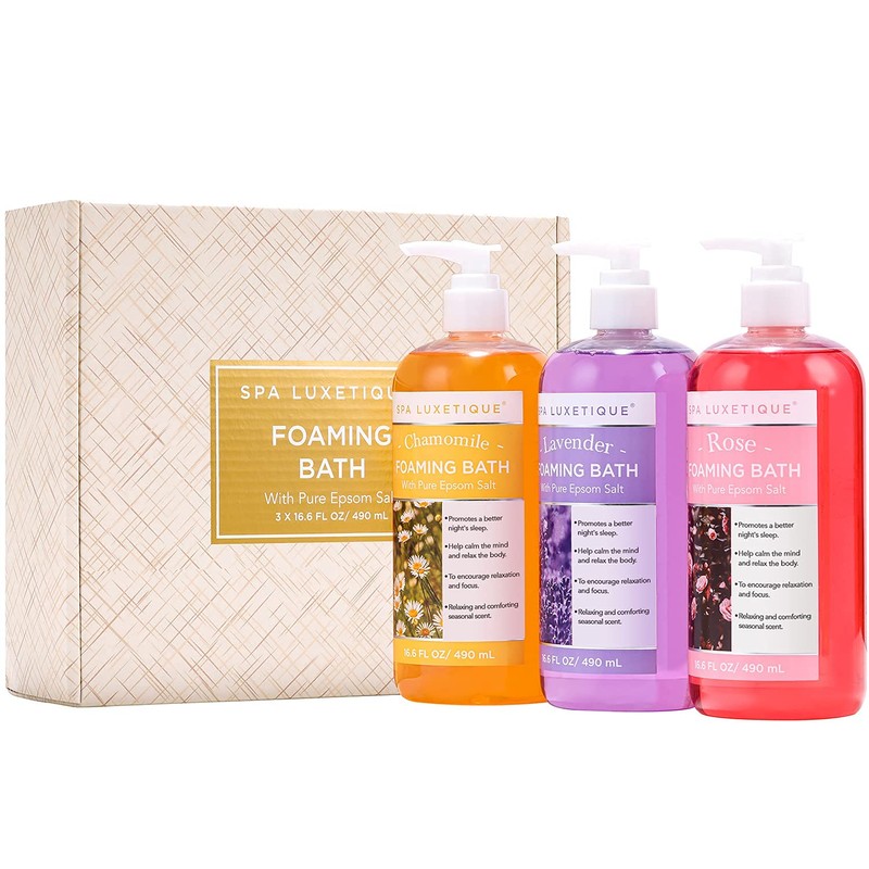 Spa Luxetique Bubble Bath, Foaming Bath with Epsom Salt, Chamomile
