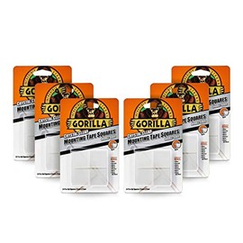 Gorilla 3044111 Mounting Tape Squares Crystal Clear (Pack of 6)