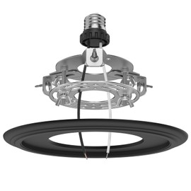 YIIZON 5 and 6 inch Recessed Can Light Conversion Kit, for Ceiling Light Fixture, Pendant Light, Hanging Light, Ceiling Fan, with 7’¾ Beveled & Flat, Steel, Medallion, Black Finish