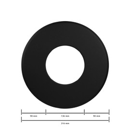 LANZZAS Flue Pipe Wall Rosette with 90 mm Edge - for Diameter 130 mm - Colour: Black - Wall Cover