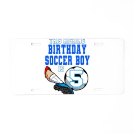 CafePress This Soccer Boy is 5Th Birt Aluminum License Plate, Front License Plate, Vanity Tag