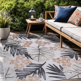 LuuL Home Floral Indoor Outdoor Rugs 9x12 Large Area Rug for Living Room, Patio Decor, Kitchen, and Entryway Rug, Washable Stain Resistant Outside Carpet Yellow 9 x 12