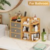 Makeup Organizer Countertop With Brush Holder For Vanity, Large Bamboo