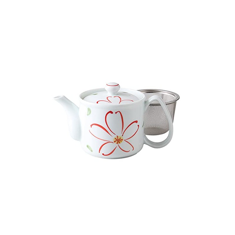 Hasami Ware Lightweight Teapot with Flower Design, Approximately 350ml, Made