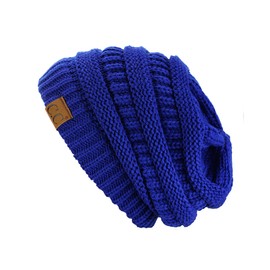 NYFASHION101 Trendy Warm Chunky Soft Stretch Cable Knit Slouchy Beanie Skully HAT20A, Royal Blue