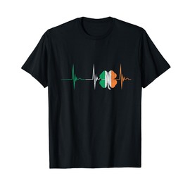 Ireland Shamrock Heartbeat EKG Pulse Irish Lucky Charm T-Shirt