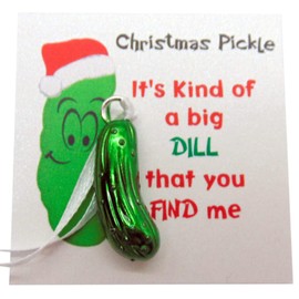 Pickle Ornament Little Gherkin Tree Christmas Decoration Set Boxed with Legend Story Card