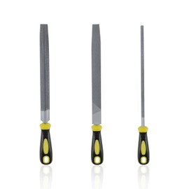 CMENINCY 8 Inch Metal File Set, 3 Piece, Carbon Steel File Double Cut, Includes Round/Half-Round/Flat for Metalworking and Wood