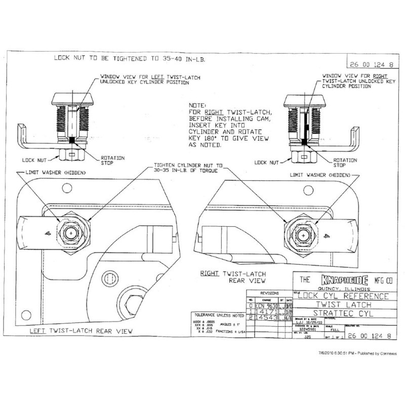 Knapheide 26109983, Set of (2) Replacement Lock & Key Kit