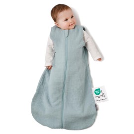 LaLoona Summer Sleeping Bag Gauze, Sleeveless - Lightweight Baby Sleeping Bag Sleeveless for Summer and Spring, 0.5 TOG, 100% Cotton, Oeko-Tex Standard 100 - Mint - 60 cm