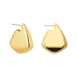 SLOONG 18K Gold Plated Geometric Earrings Waterdrop Dangle Earrings Chunky Teardrop Stud Earrings Lightweight Earrings Hypoallergenic Jewelry for Women Adult(35mm Gold)