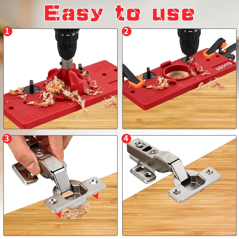 35mm Hinge Hole Jig Drill Guide Set, Woodworking Puncher Hinge