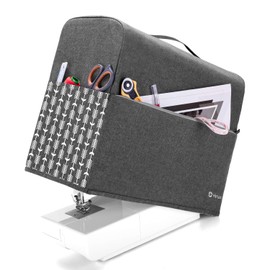 Yarwo Sewing Machine Cover, Dust Cover with Pockets for Most Standard Sewing Machines and Accessories, Grey with Arrow Pattern