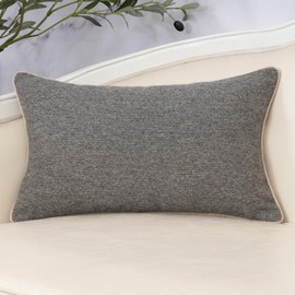 Yangest Neutral Floral Pillow Cover 12 x 20 Inches, Vintage Chenille Rectangle Throw Pillow Cover Soft Decorative Farmhouse Accent Couch Pillow Cover for Living Room Bedroom, Grey