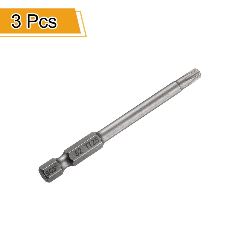 sourcing map 3pcs TT25 Security Torx Head Screwdriver Bit 3"