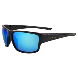 Islander Eyes Fiji Polarized Sunglasses for Men or Women Wraparound Black Frame w/Blue Mirror Lens