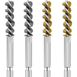 Golf Club Cleaning Brush Set, 4-Piece Hosel Wire Brush Kit, Stainless Steel and Brass, for Electric Drill (30)