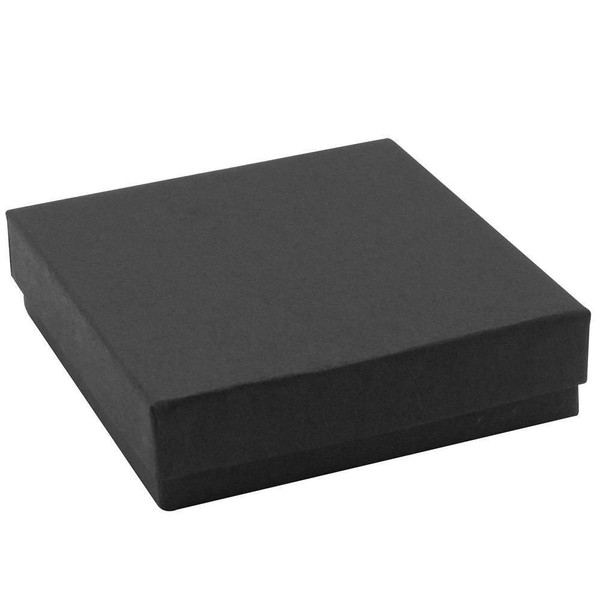 Matte Black Cotton Filled Jewelry Gift Boxes ~ Pack of 100 (3-5/8" x 3-5/8" x 1" H)