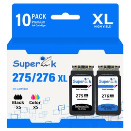 USUPERINK 275XL 276XL Remanufactured Ink Cartridge Combo Pack Compatible for Canon PG-275XL CL-276XL for PIXMA TS3520 TS3522 TR4720 TR4722 Printers (Black 5 Pack, Tri-Color 5 Pack)